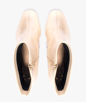 Neyomi leather block ankle boot in cream