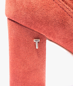 Nyshaa suede block heel ankle boot in tan