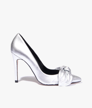 Ryal metallic bow court shoe in silver