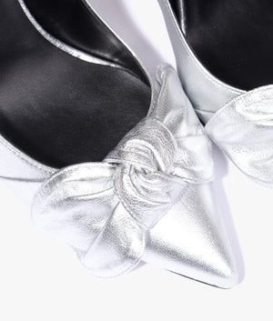 Ryal metallic bow court shoe in silver