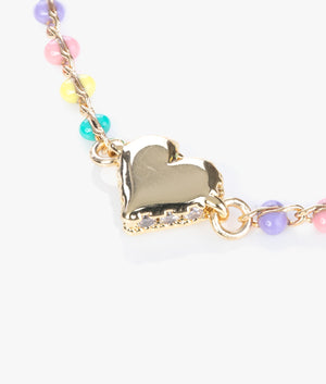 Sarsa sparkle heart chain bracelet in rainbow pastels