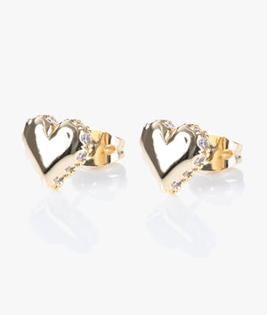Sersy sparkle heart stud earrings in gold