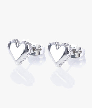 Sersy sparkle heart stud earrings in silver
