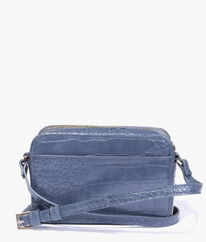 Stina double zip mini camera bag in mid blue