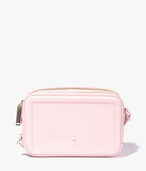 Stinah heart studded small camera bag in pale pink