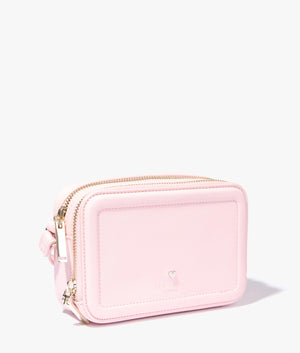 Stinah heart studded small camera bag in pale pink