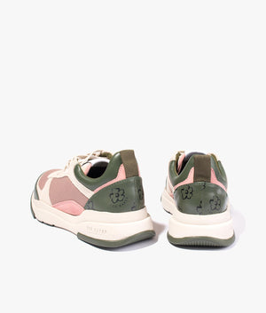Tabbiy magnolia flower chunky trainer in khaki