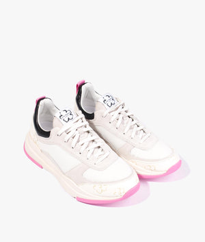 Tabbiy magnolia flower chunky trainer in white & pink