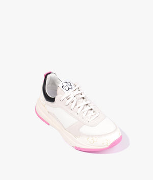 Tabbiy magnolia flower chunky trainer in white & pink