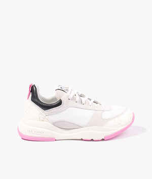 Tabbiy magnolia flower chunky trainer in white & pink