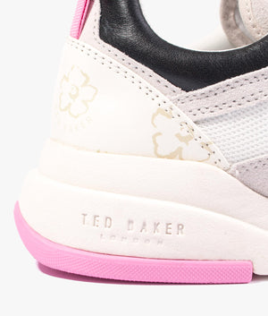 Tabbiy magnolia flower chunky trainer in white & pink