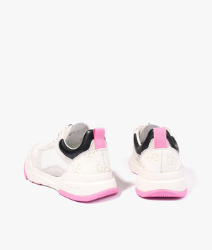 Tabbiy magnolia flower chunky trainer in white & pink