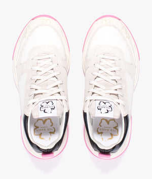 Tabbiy magnolia flower chunky trainer in white & pink