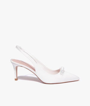 Tezzi satin sling back bow court heels in ivory