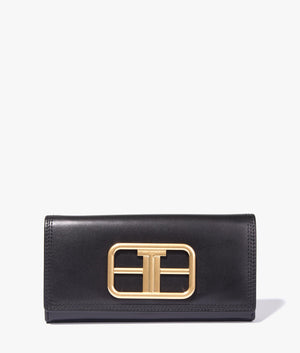 Tikay statement hardware leather purse in black