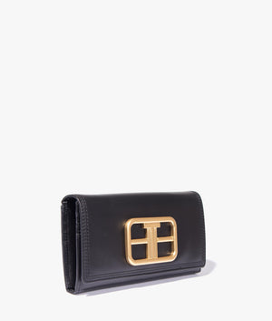Tikay statement hardware leather purse in black