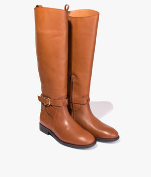 Forrah leather knee high boot in camel