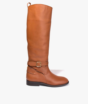 Forrah leather knee high boot in camel