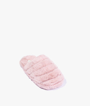 Lopsey faux fur mule slipper in dusky pink