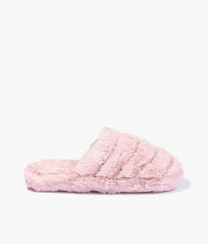 Lopsey faux fur mule slipper in dusky pink