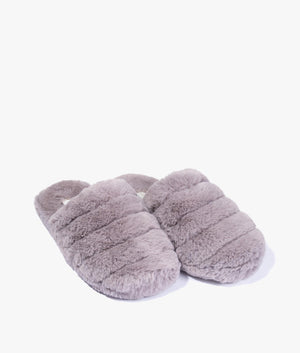 Lopsey faux fur mule slipper in light grey