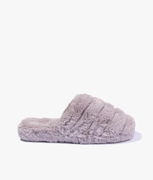 Lopsey faux fur mule slipper in light grey
