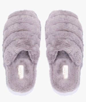 Lopsey faux fur mule slipper in light grey