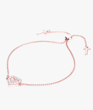 Pearlsi pearly heart drawstring bracelet in rose gold.