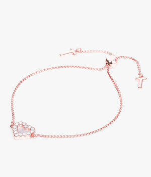 Pearlsi pearly heart drawstring bracelet in rose gold.