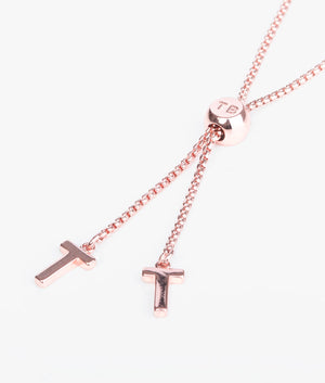 Pearlsi pearly heart drawstring bracelet in rose gold.