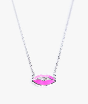 Emani kiss kiss enamel pendant in silver & neon pink
