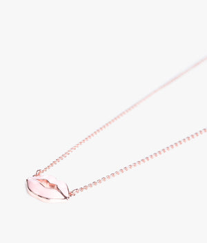 Emani kiss kiss enamel pendant in rose gold & light pink