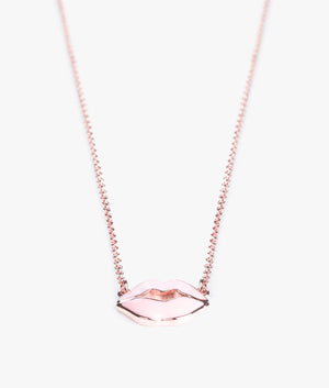 Emani kiss kiss enamel pendant in rose gold & light pink