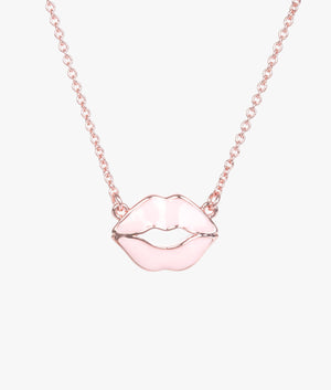Emani kiss kiss enamel pendant in rose gold & light pink