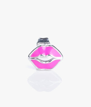 Kreshel kiss kiss enamel stud earrings in silver & neon pink