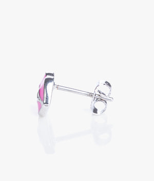 Kreshel kiss kiss enamel stud earrings in silver & neon pink