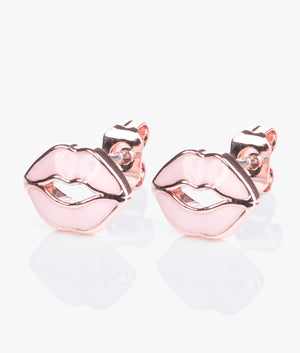 Kreshel kiss kiss enamel stud earrings in rose gold & light pink