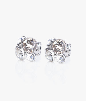 Lynda cluster stud earrings in silver & clear multi.