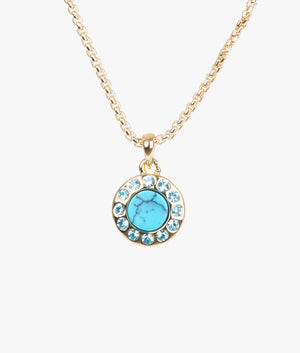 Gemmarh gem button pendant in gold & turquoise