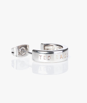 Helanna nano logo hoop earrings in silver