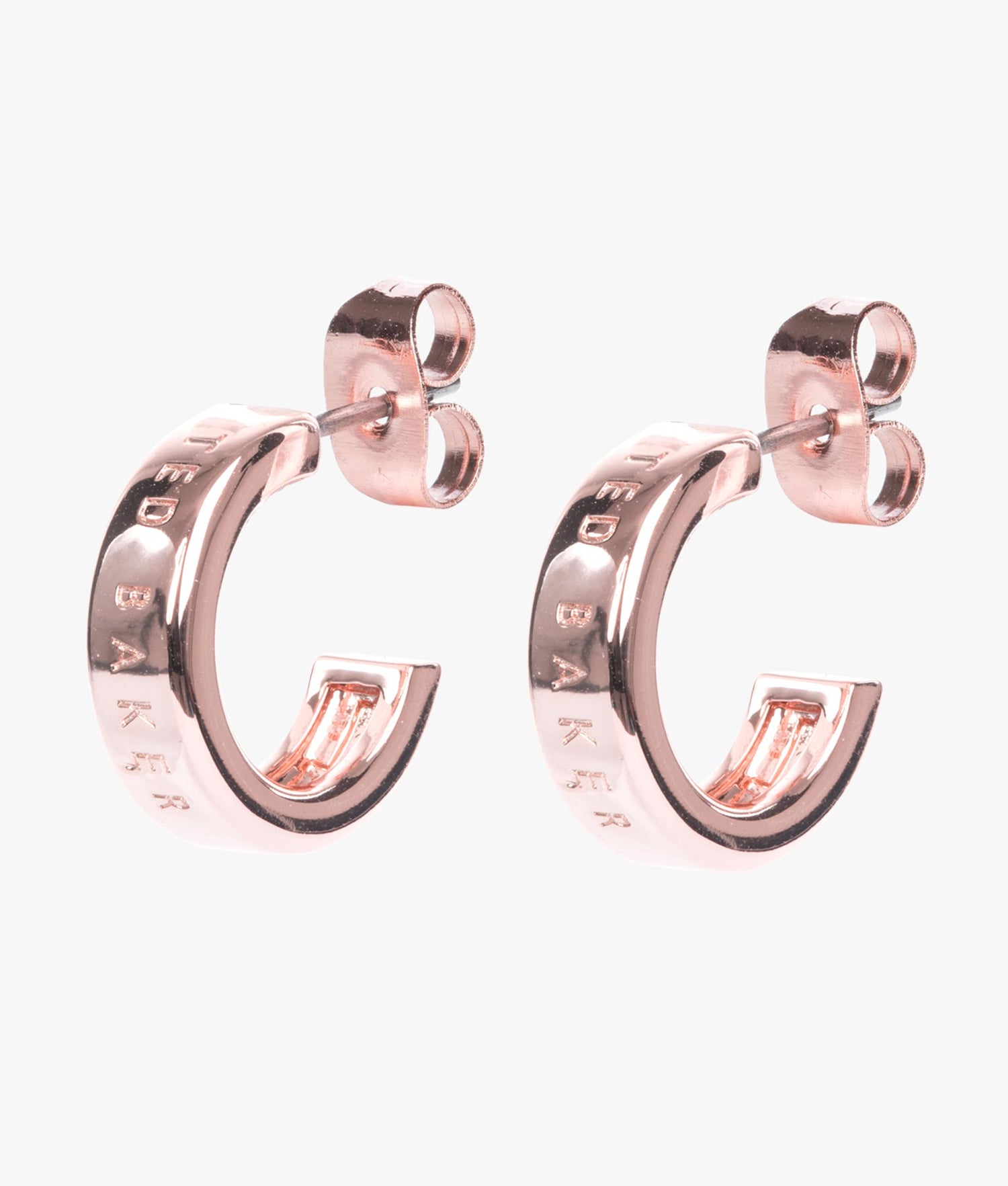 Helanna nano logo hoop earrings in rose gold