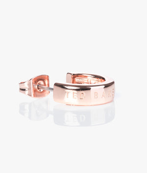 Helanna nano logo hoop earrings in rose gold