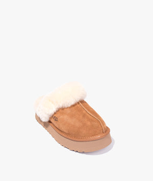 Disquette platform slipper in chestnut