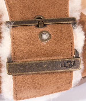Outside buckle slide in chestnut suede