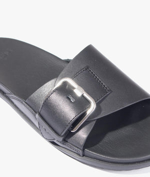Solivan leather buckle slide in black