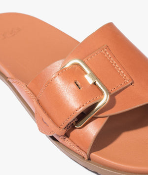 Solivan leather buckle slide in tan