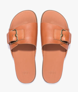 Solivan leather buckle slide in tan