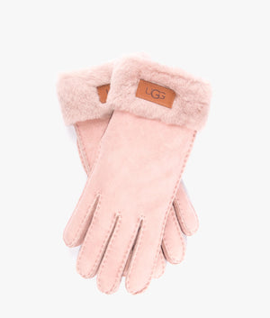 Turn cuff shearling gloves in cliff