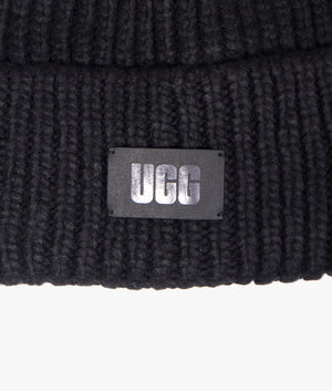 Chunky rib knit beanie in black