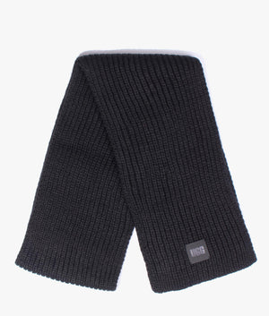 Chunky rib beanie knit pom set in black
